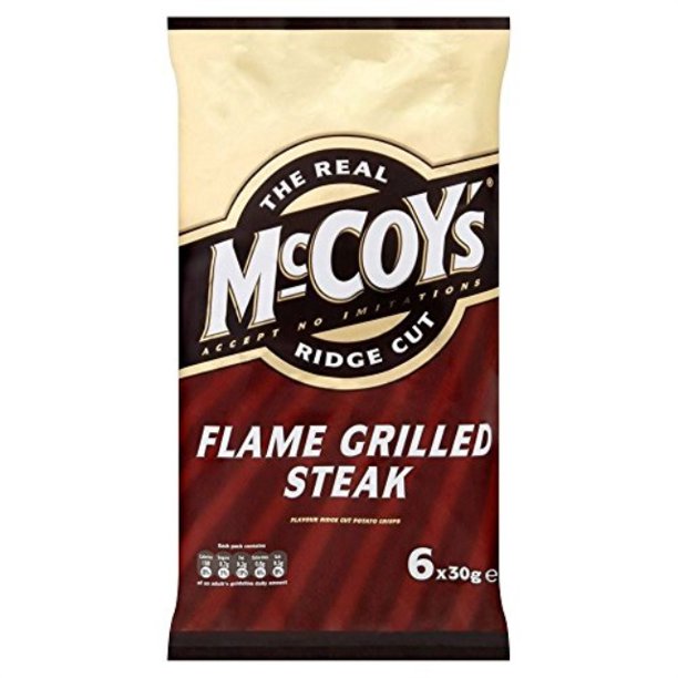 mccoy's ridge cut crisps flame grilled steak (6x30g)
