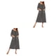 thumbnail image 2 of Qarigey Poliéster Mujer Vestido de noche Casual Cuello Manga larga Doble bolsillo Transpirable Home Office Robe Ropa de dormir Negro Negro S 2Conjunto, 2 of 6