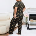 thumbnail image 6 of Uaswgudfs Plus Size Women's Crew Neck Heart Letter Print 2 - Piece Pajama Set, Short Sleeve Top & Long Pants for Women, 6 of 6