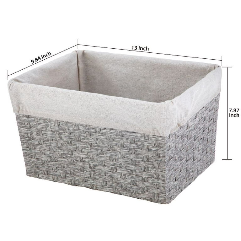 Grey Polyester Bohemian Storage Basket (Set of 2)