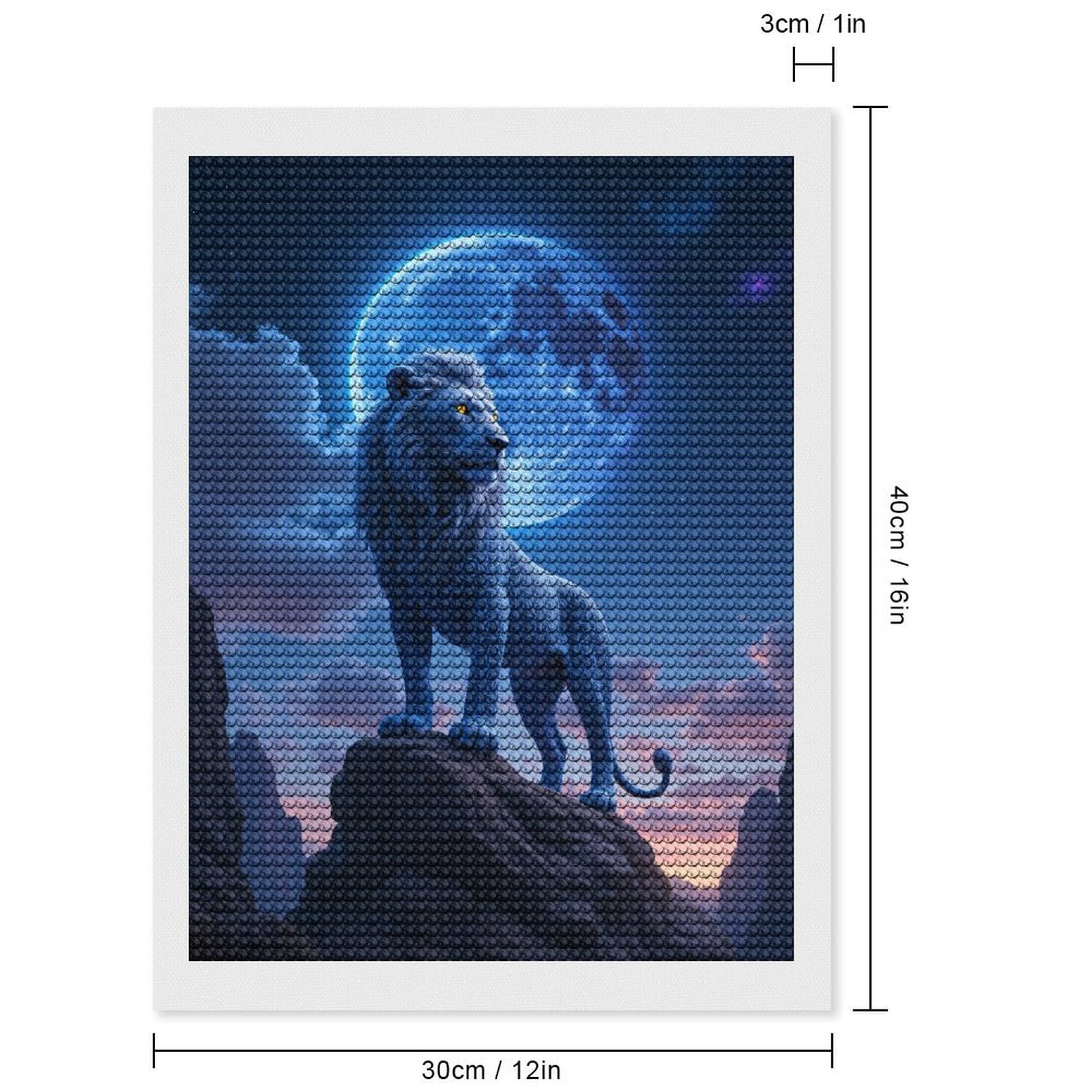 Diamond Art Kit for Adults, Moonlit Majestic Blue Lion Rock Diamond Painting for Adults Beginners, 5D DIY Diamond Art Painting Kits, Colorful Diamond Painting Craft for Home Decor 12x16