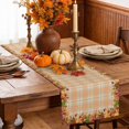 thumbnail image 6 of Fall Maple Leaves Table Runner - 70 Inch Long Thanksgiving Orange Buffalo Plaid Cotton and Linen Blended Dress Scarves Farmhouse Table Runner for Kitchen Dining, Coffee Table, 13" x 70", 6 of 8