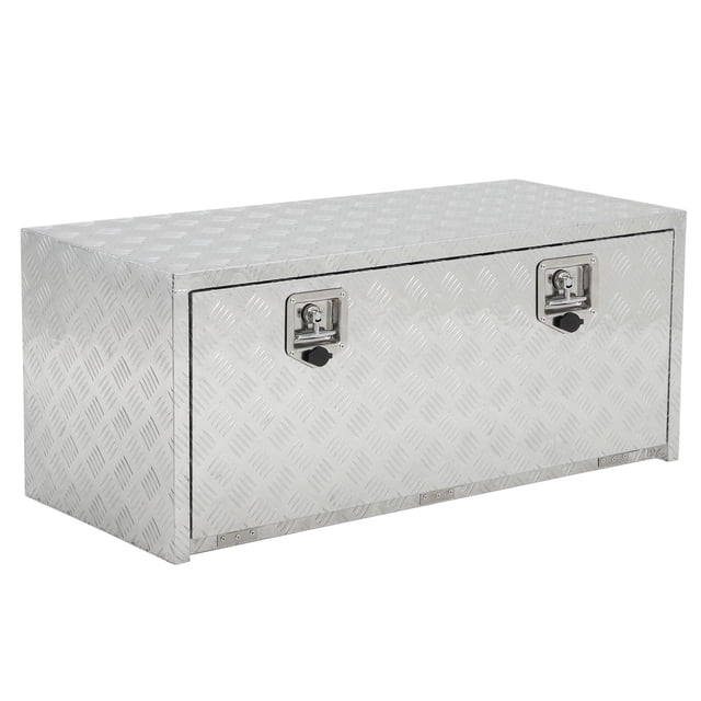 GloryStar Aluminum Diamond Plate Truck Bed Tool Box, Heavy Duty Lockable Storage Chest with Keys for RV Trailer Use