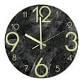 thumbnail image 1 of Reloj de pared de mármol de imitación, números luminosos en oscuridad, reloj analógico silencioso Negro Sunnimix reloj de pared silencioso, 1 of 8