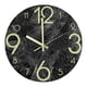 thumbnail image 1 of Reloj de pared de imitación de mármol, de cuarzo, silencioso, de 12 pulgadas, grande Negro, 1 of 9