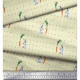 thumbnail image 3 of Soimoi Cotton Poplin Fabric Carrot & Rabbit Dots Decor Fabric Printed Yard 56 Inch Wide, 3 of 5
