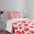 thumbnail image 3 of Ambesonne Fruits Quilted Bedspread Set 2 Pcs, Watercolor Art Harvest, Twin Size, Dark Coral Green White, 3 of 5