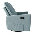 thumbnail image 5 of CorLiving Caillie Plush Blue Fabric Gliding & Swivel Manual Recliner Chair, 5 of 10
