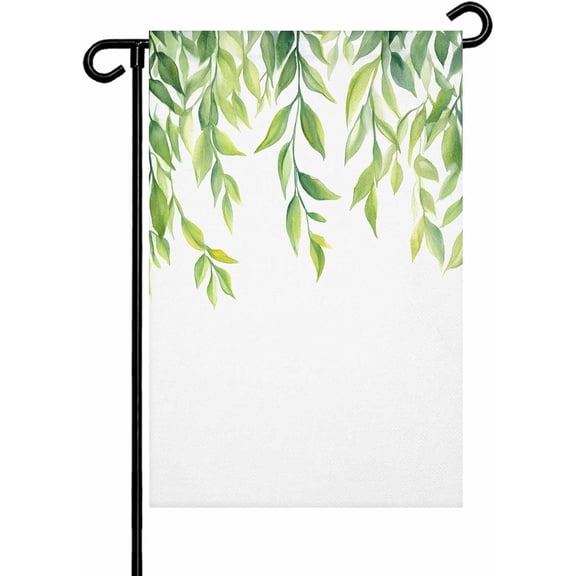 Eucalyptus Leaf Garden Flag Watercolor Sage Green Vintage Burlap Seasonal Outdoor Yard Decor Double Sided Vertical 12 x 18 Inch