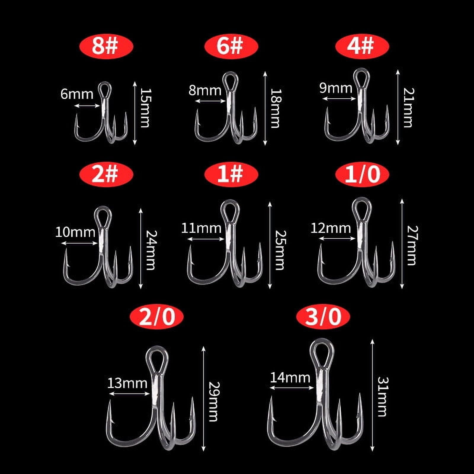 50PCS 6x Strong Fishing Hooks Treble Hooks for Hook Upgrade Cutting Blade Short Shank