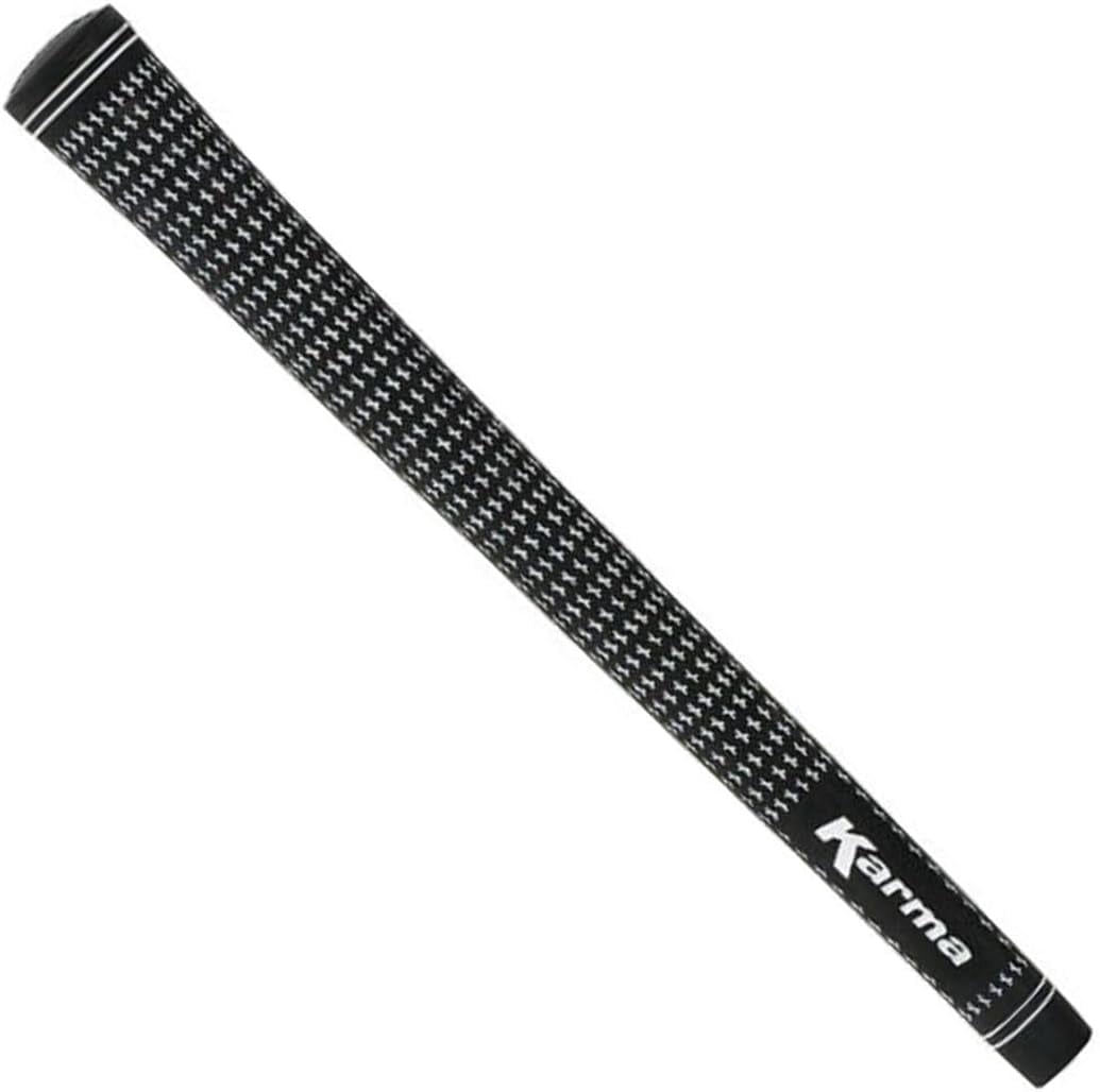 Karma Velour Black/White Midsize (+1/32”) Golf Grips, 13 Piece Set with 13 Tape Strips