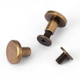 thumbnail image 2 of Qiilu 20pcs Flat Head Copper Brass Screws Nuts Nails Rivets Leather Cap Accessory, Flat Rivet Screws,Flat Head Rivets, 2 of 7