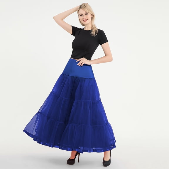 Vedolay Skirts Women Chiffon Mopping Floor Length Big Hem Solid Beach High Waist Maxi Skirt,Blue L
