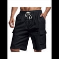 thumbnail image 1 of Pantalones Cortos Cargo para Hombre, Modernos, con Cordón Ajustable, Cintura Elástica, Informales, con Múltiples Bolsillos, para Entrenamiento, Deportes Al Aire Libre. Negro M, 1 of 9