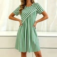 thumbnail image 5 of Snorda Dresses for Women Stripped Dress with Short Sleeves and Round Neck Irregular Spliced Dress Casual Loose Breathable Soft Summer Dresses for Women All-Day Comfortable Wear, 5 of 7