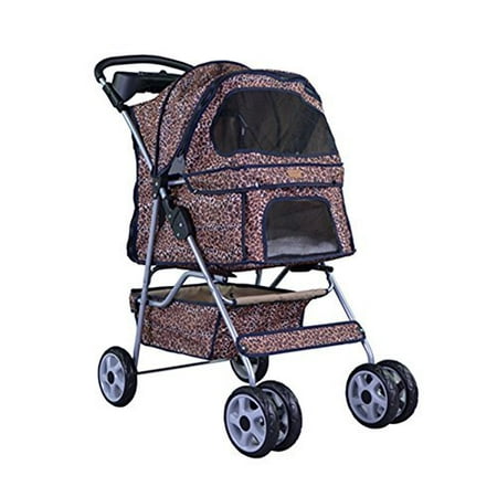 NEW Extra Wide Leopard Skin 4 Wheels Pet Dog Cat Stroller With RainCover  Walmart.com