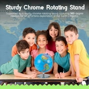 11 Illuminated Globe with Chrome Stand – Rotating Desktop World Map with LED Light for Home or Classroom Use