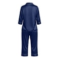 thumbnail image 6 of AKOEE Satin Capri Pajamas for Women 2 Piece Sets Soft 3/4 Sleeve Button Up Shirt Capris Pant Lounge Sleepwear (S, Purple), 6 of 8