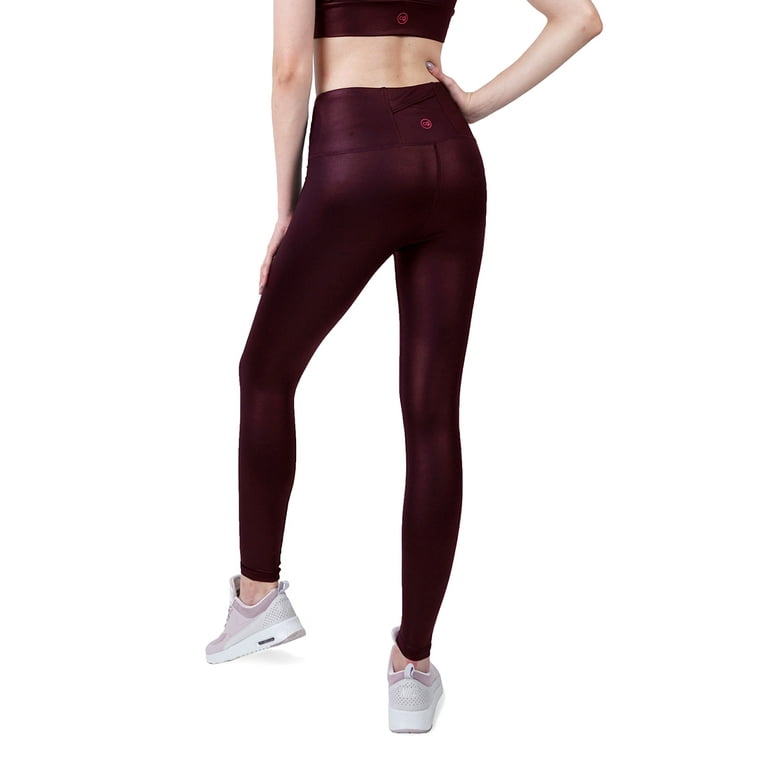Cover Girl Burgundy Wine Shiny Leather Look Yoga Workout Leggings