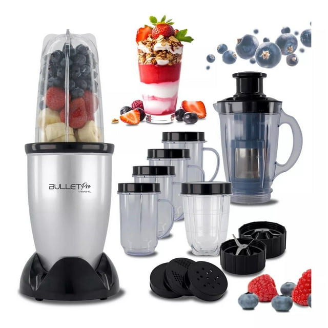 Licuadora Procesador De Alimentos Profesional Potentete 350w Bulletpro Nevashel Ad-05 Kit De 21 Piezas Con Tapa Para Llevar, Uso Batir,