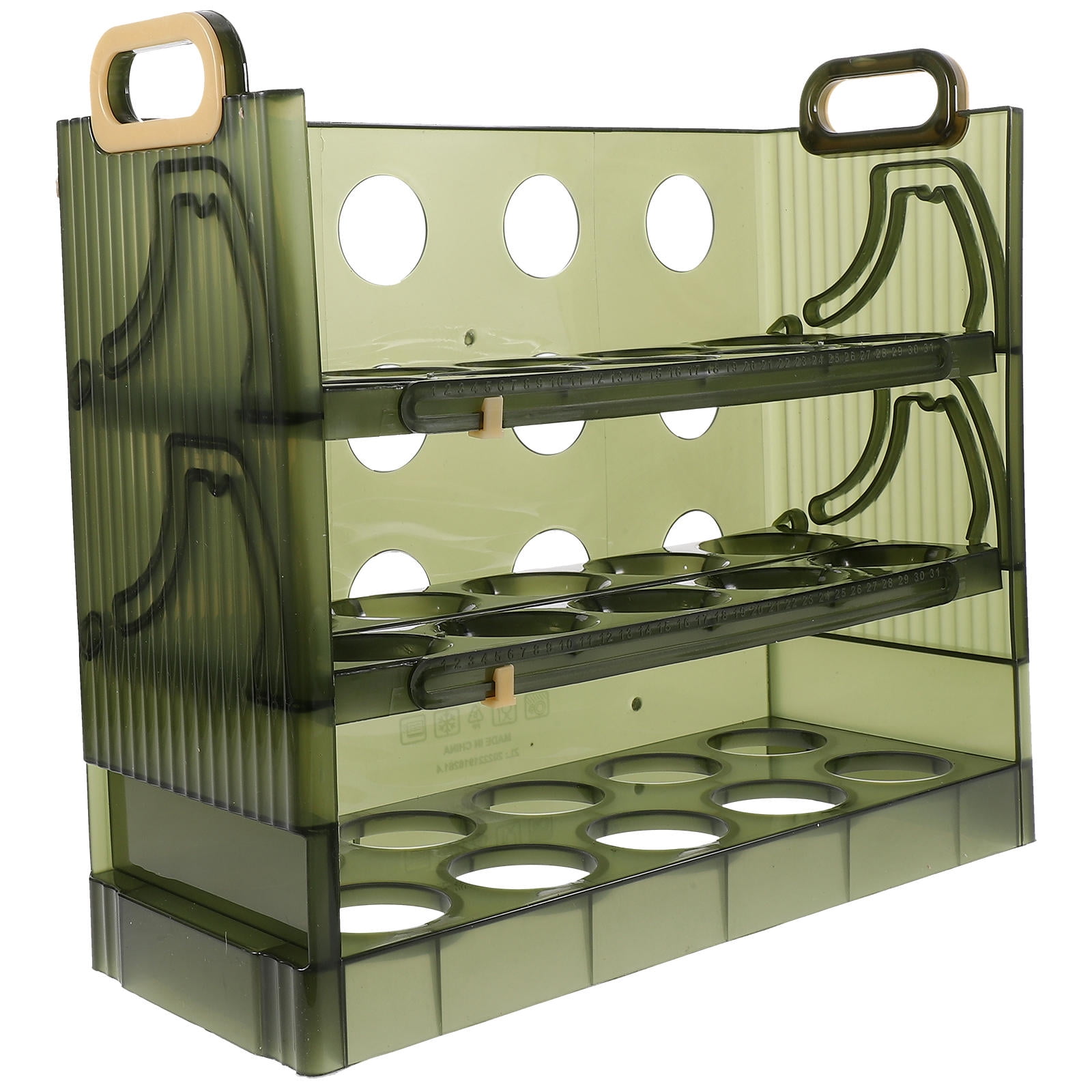 WEUVEB Egg Storage Holder Egg Storage Container Green Plastic 1Pcs 10.02X9.04X3.93 in