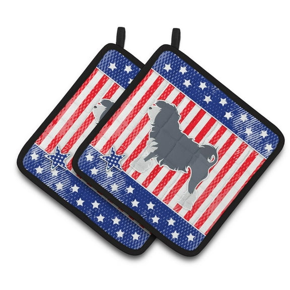 Carolines Treasures BB3335PTHD Patriotic Lowchen Pair of Pot Holders , 7.5HX7.5W, multicolor