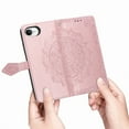 thumbnail image 7 of Dteck for Apple iPhone 16E 2025 Released Wallet Case with Card Holder, Shockproof PU Leather Kickstand Card Slots Case, Embossed Floral Cover with Hand Strap, Rosegold, 7 of 7