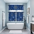 thumbnail image 3 of Blue Snowflake Christmas Kitchen Curtains Sets for Windows 24 Inch Length, Xmas Snowflake Rod Pocket Window Treatments Tier Curtains and Valances Set for Bedroom/Bathroom, 3 of 8