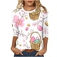 thumbnail image 1 of Tops de Cuello Redondo para las Mujeres Carnaval Impreso 3/4 Manga Blusa Moda de Verano Casual, 1 of 7
