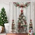 thumbnail image 4 of Shower Curtain 36"W x 78"L Western Christmas Tree Cowboy Hat Stars Wood Grain Fabric Shower Curtains Set with Hooks Water Repellent Bathroom Curtains Machine Washable Bathroom Accessories, 4 of 9