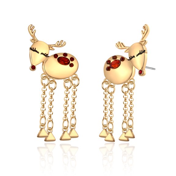 MYCUTEY Small Gold Elk Dangle Earrings Funny Holiday Christmas Earrings Gift for Women