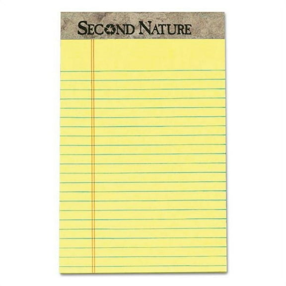 TOPS Second Nature Recycled Ruled Pads, Narrow Rule, 50 Canary-Yellow 5 X 8 Sheets, Dozen | Order of 1 Dozen