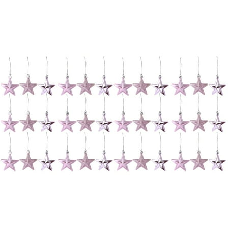 GOOHOCHY  2 Count Christmas Star Ornaments for Tree Silver Mini Decorations Pink