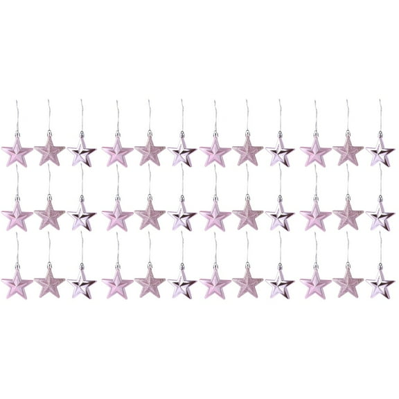 GOOHOCHY  2 Count Christmas Star Ornaments for Tree Silver Mini Decorations Pink