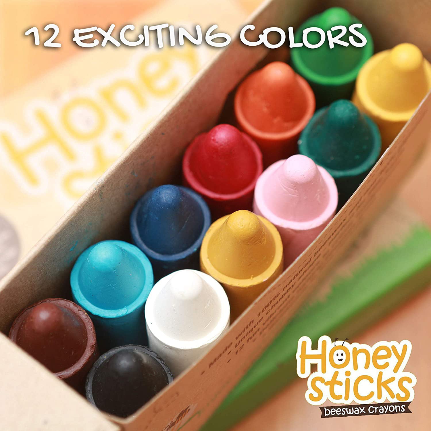Honeysticks 100% Pure Beeswax Crayons Natural, Non Toxic, Safe for  Toddlers, Kids and Children, Handmade in New Zealand, For 1 Year Plus (12  Pack with 