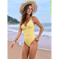 thumbnail image 4 of Women'S One Piece Swimsuit Deep V Neck Tummy Control Bathing Suit Double Straps Crisscross Swimwear Light Yellow XXL, 4 of 7
