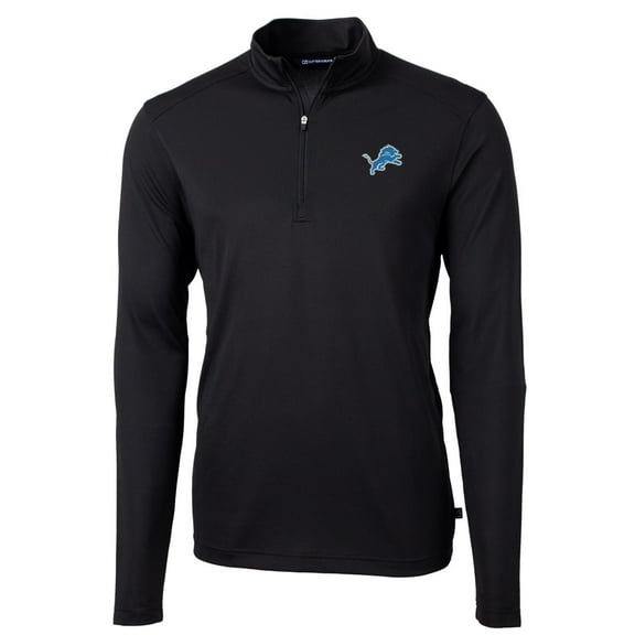 Men's Cutter & Buck Black Detroit Lions Virtue Eco Pique Recycled Quarter-Zip Pullover Jacket
