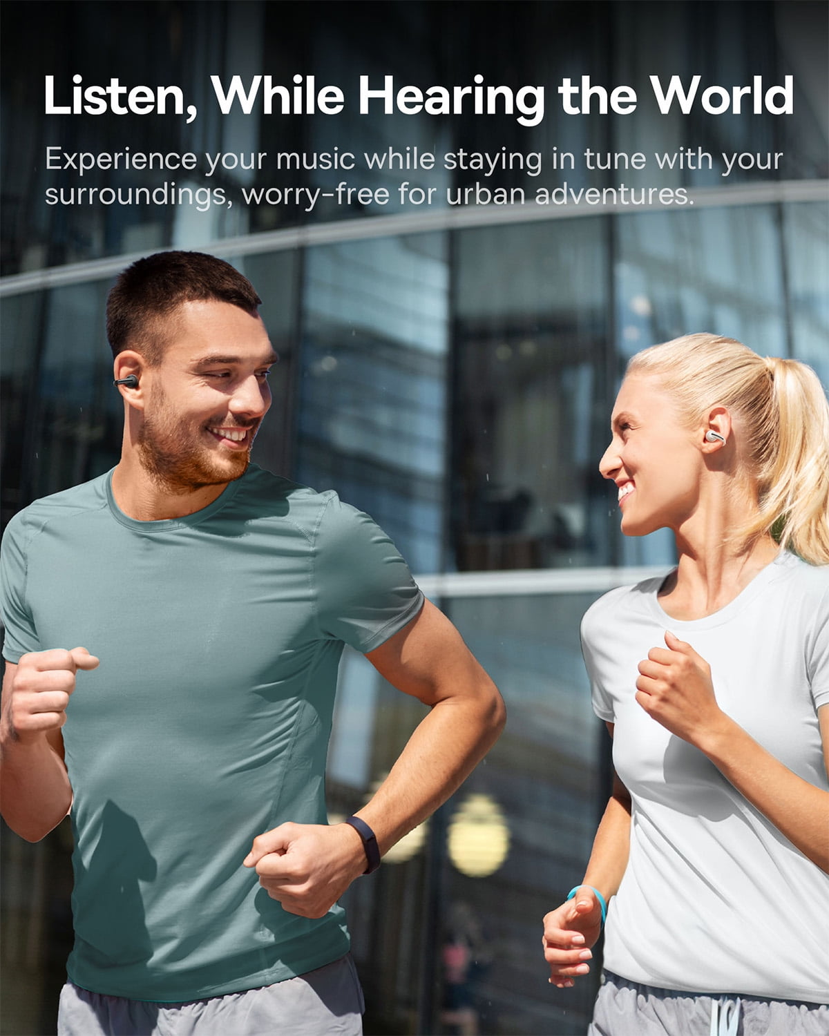 Baseus Open Ear Earbuds, Clip-On Bluetooth Earbud, Noise Cancelling Headphones, IP57, 40H Playtime, Bowie MC1, White