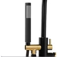 thumbnail image 3 of 1-Handle Freestanding Floor Mount Tub Faucet Bathtub Filler with Hand Shower in Matte Black and Gold, 3 of 4