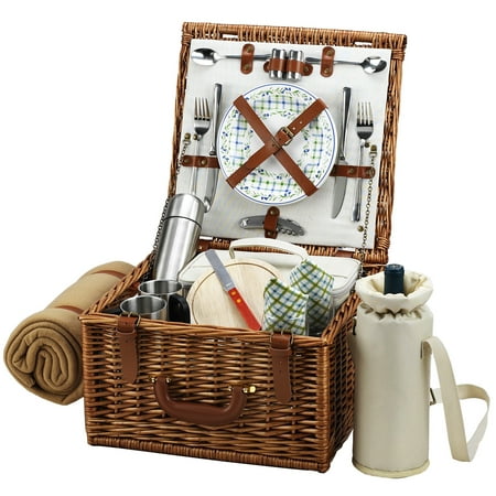 Picnic At Ascot Cheshire Basket for Two with Coffee Set and Blanket in Gazebo