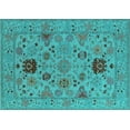 thumbnail image 1 of Ahgly Company Indoor Rectangle Oriental Turquoise Blue Industrial Area Rugs, 2' x 4', 1 of 4