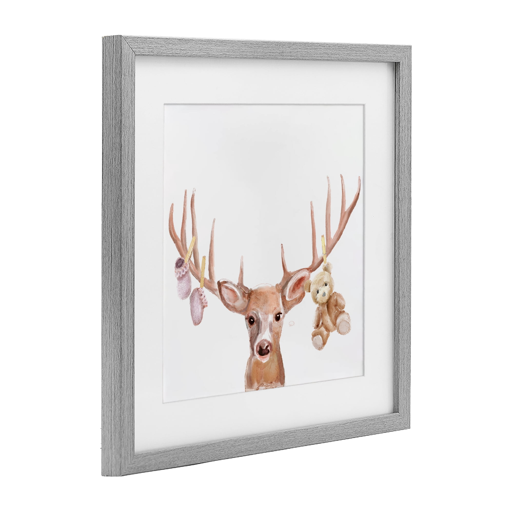 Stupell Industries Baby Girl Deer Antlers Gray Framed Print Under Glass, design by Ali Lynne