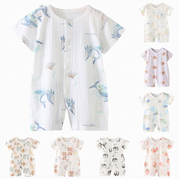 kmaduk Newborn Boys Girls Short Sleeve Short Romper (Light Blue,6-12 Months)
