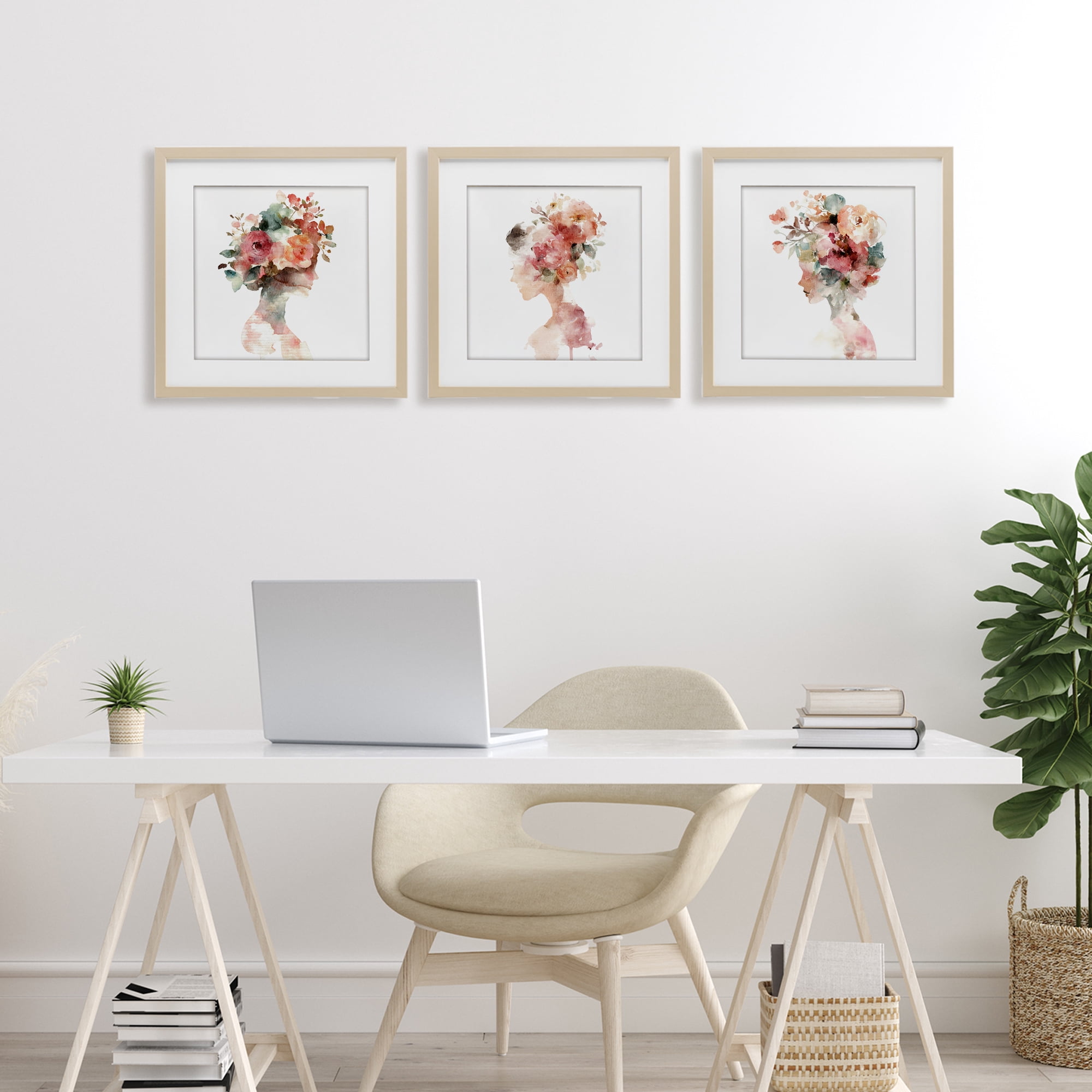 Stupell Industries Floral Dreamscape Portraits 3 Piece Birch Framed Print Under Glass Set, design by Svetlana Aleynikova
