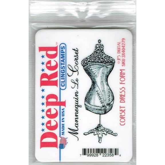 Deep Red Rubber Cling Stamp Corset Dress Form Mannequin Le Corset