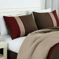 thumbnail image 3 of Chezmoi Collection 7-Piece Luxury Floral Leaves Embroidery Comforter Set, Queen, Burgundy/Taupe/Brown, 3 of 9