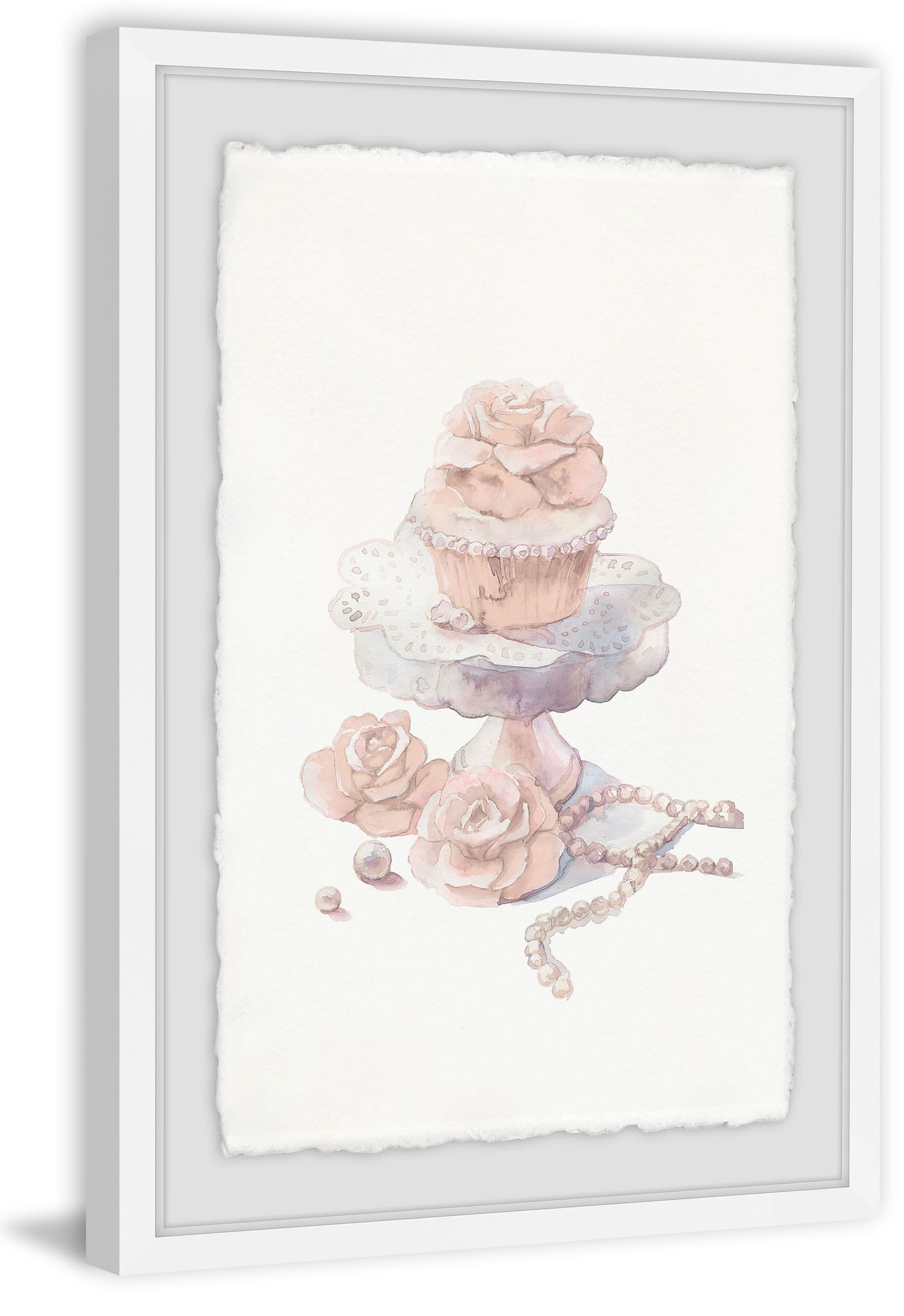 Fancy Pink Cupcake Framed Painting Print