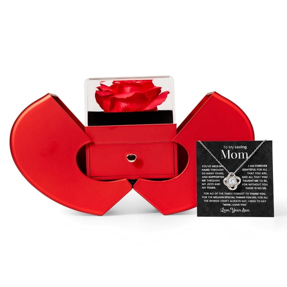 Merch By Anubhuti To My Mom Necklace from Son Love Knot Pendant with Rose Gift Box – Valentine’s & Mother’s Day Gift