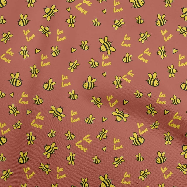 oneOone Soie Tabby Brun Rouille Tissu Abeilles Matériel de Couture Tissu Imprimé au Mètre 42 Pouces de Large