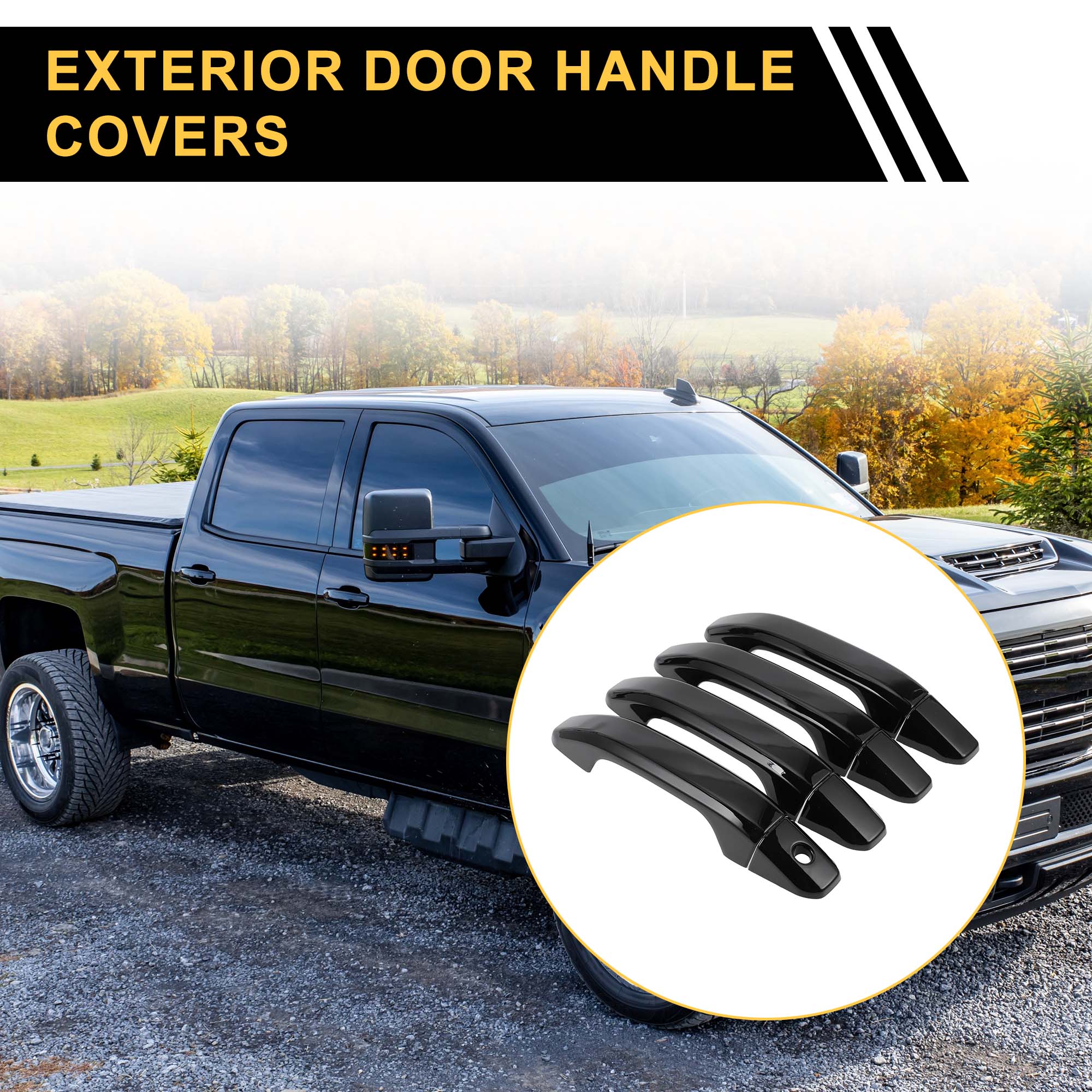 Unique Bargains Handle Cover for Chevrolet Silverado 1500 2014-2024 without Keypad Black